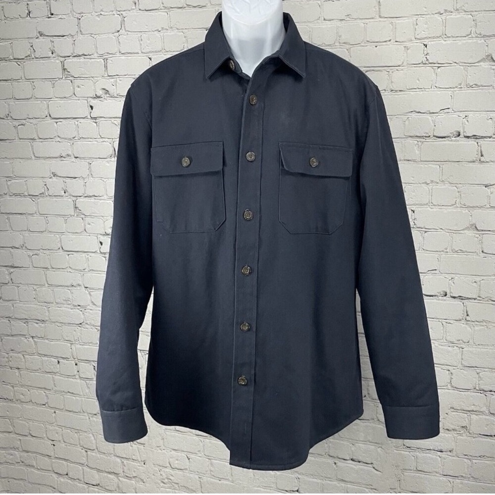 Line Of Trade Blue Button Up Workwear Shacket Insulated Lined Size Large L